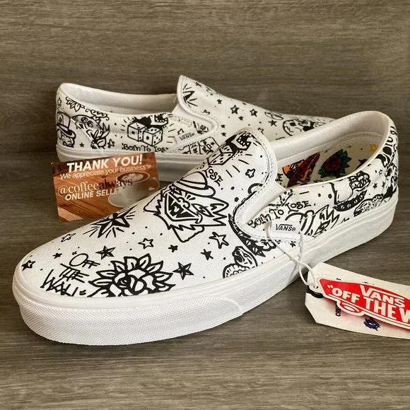 Vans Shoes Vans Classic Slipon Ucolor Tattoo True White Black